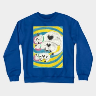 cat family dinnertime art Crewneck Sweatshirt